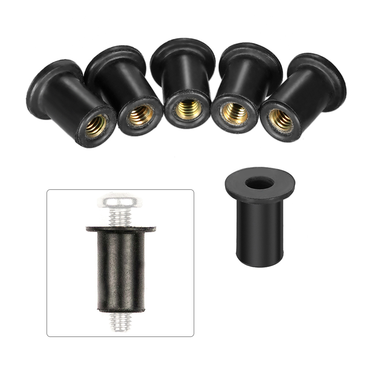 6x M4/M5/M6 Rubber Grommet Well Nuts Blind Fastener Windscreen Kayak ...