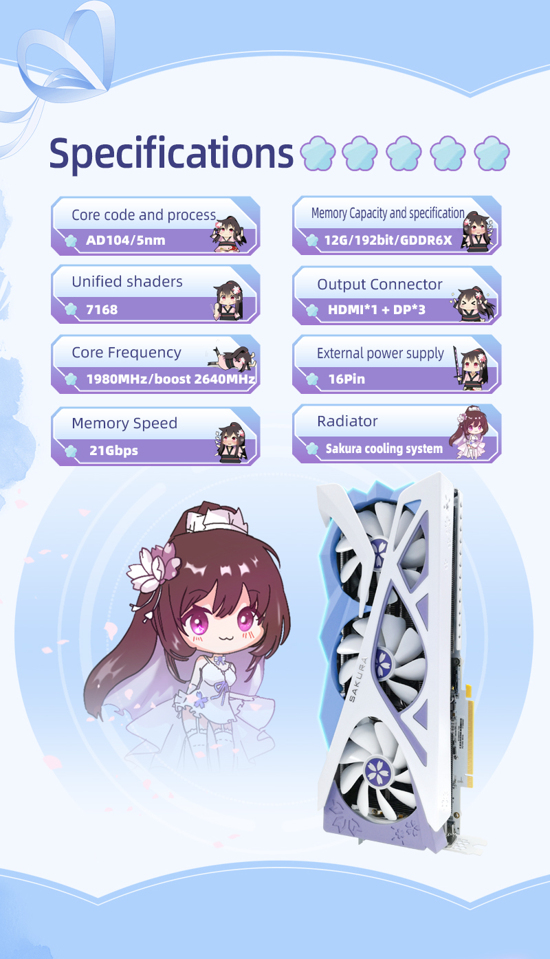 Yeston GeForce RTX 4070 Super Sakura 12GB GDDR6X Graphics