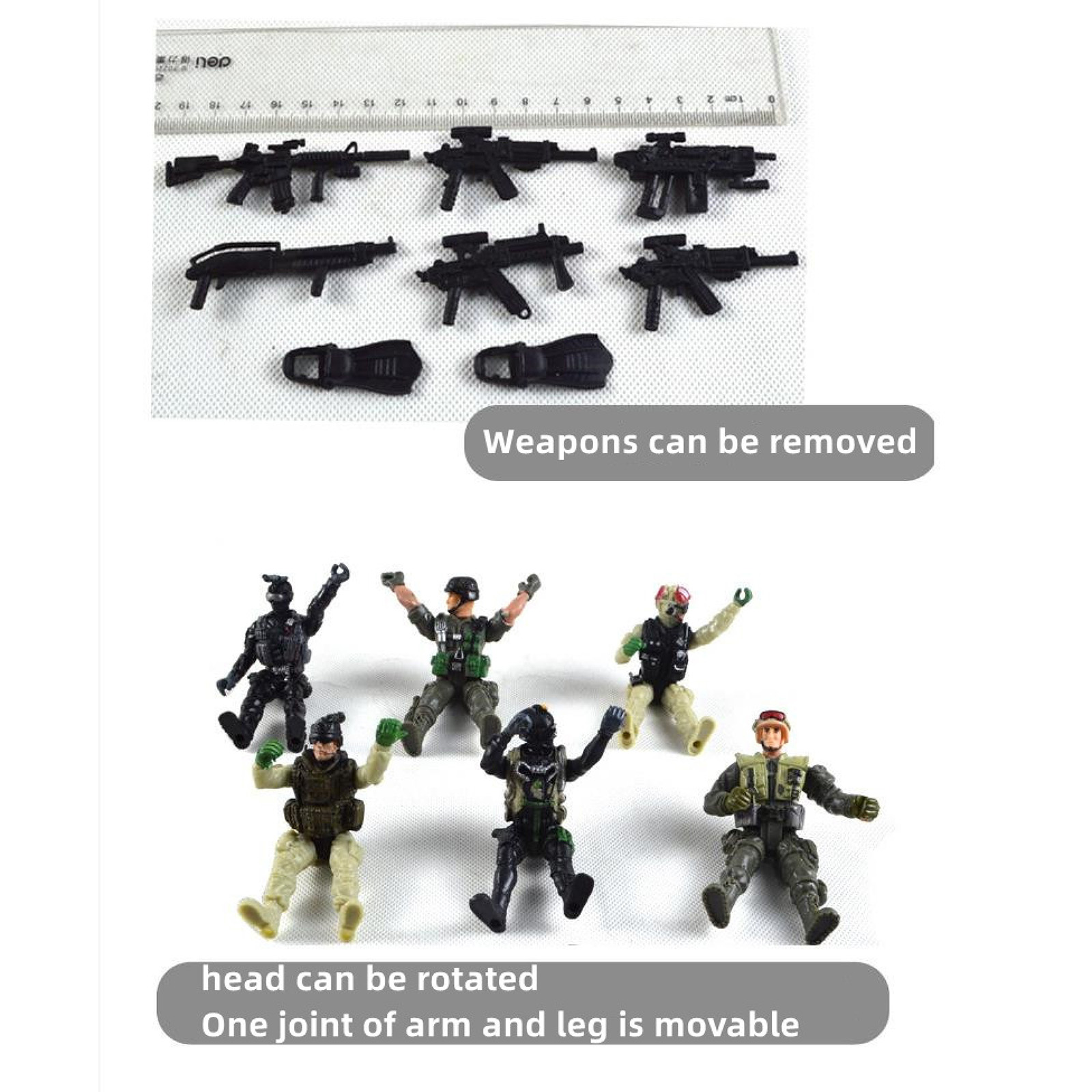 6Pack 1/18 Plastic Special Force Action Figures 10cm Army Men