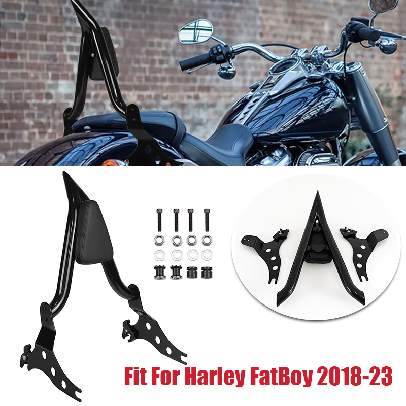 30" Tall Black Sissy Bar Backrest For Harley Fat Boy & Breakout (2018-2024) - Detachable With Hardware