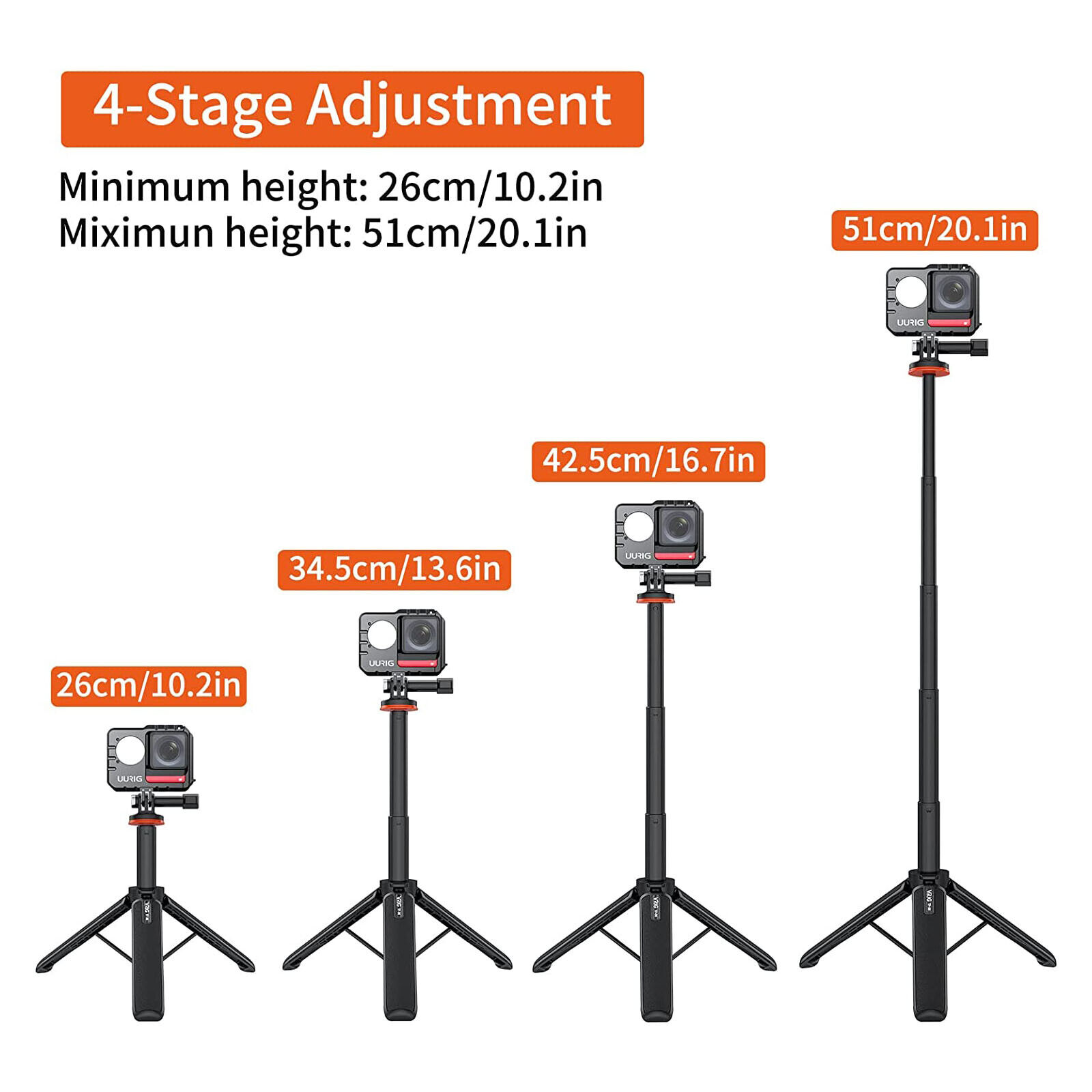 TELESIN 3 Ways Waterproof Selfie Stick Tripod Floating Hand Grip Monopod Pole Fo