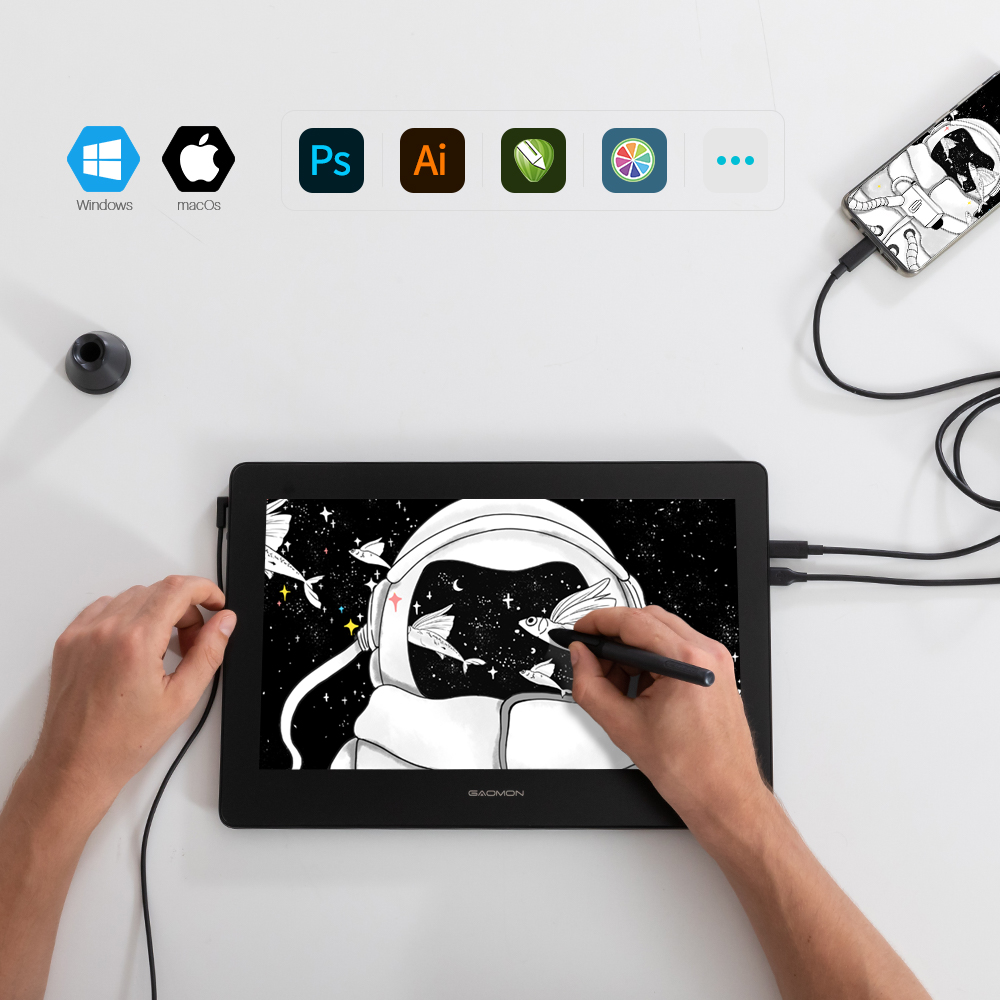 13.3 inch Graphic Tablet With Screen Full-laminated Pen