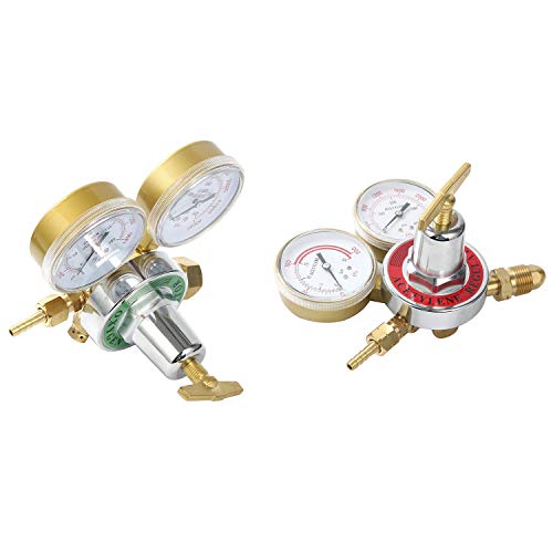 RX WELD Oxygen & Acetylene Regulators Set - CGA540 & CGA510 Inlet, 0-200 PSI & 0-30 PSI Output, T-Handle, For Welding/Cutting