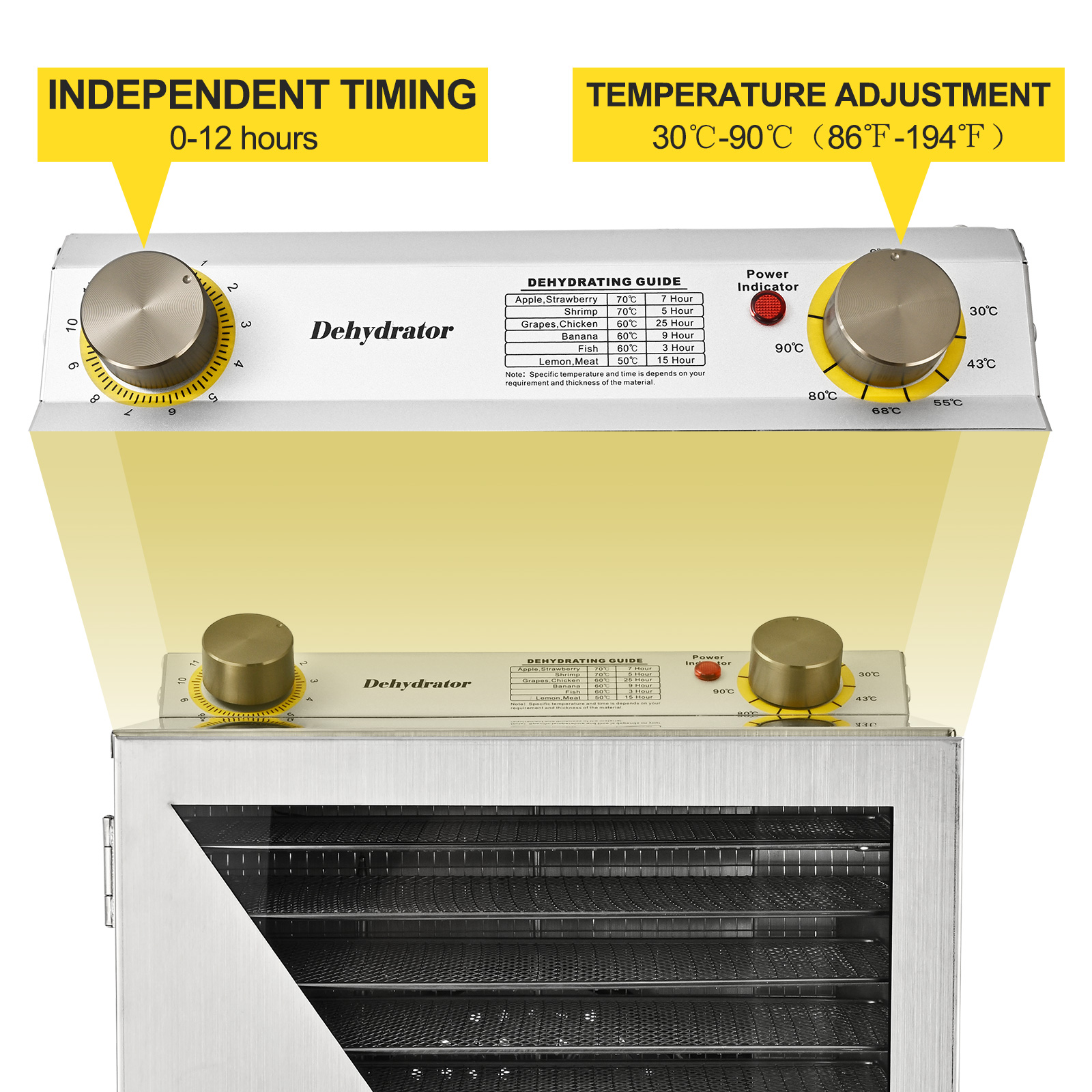 18 Tray Food Dehydrator Machine 304 Stainless Steel Temperature&Timer  Adjustable