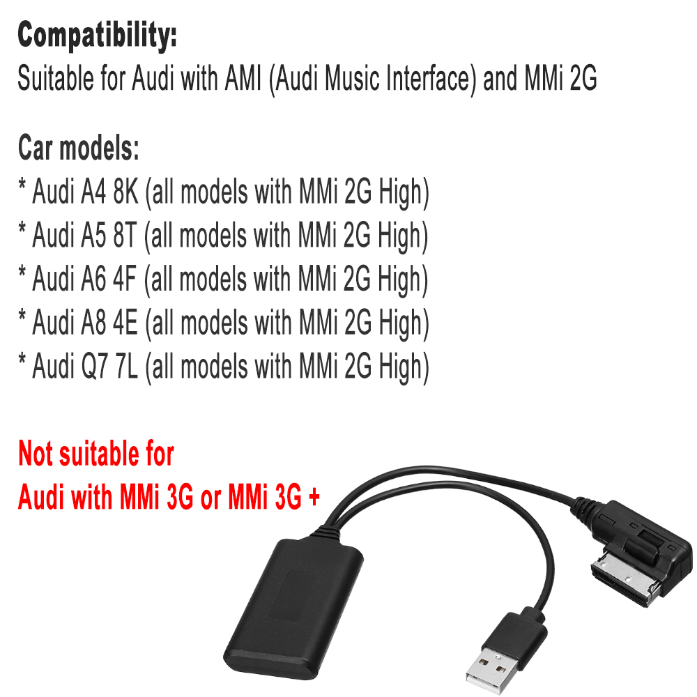 adaptateur audio connexion bluetooth pour Audi A5 8T A6 4F A8 4E Q7 7L pour  AMI MMI 2G
