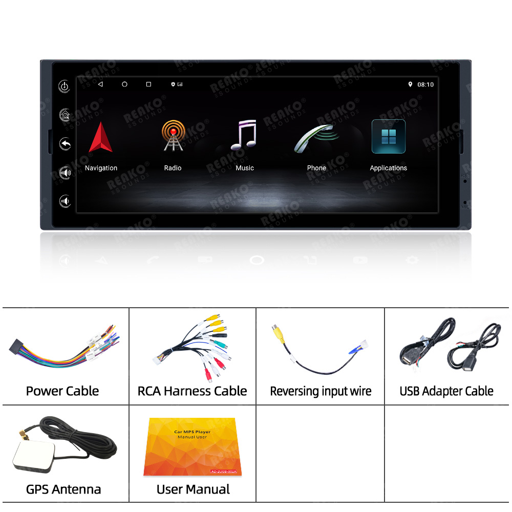Single 1Din Andriod 12 Car GPS Radio Apple CarPlay 6.9 Touch Bluetooth  Stereo