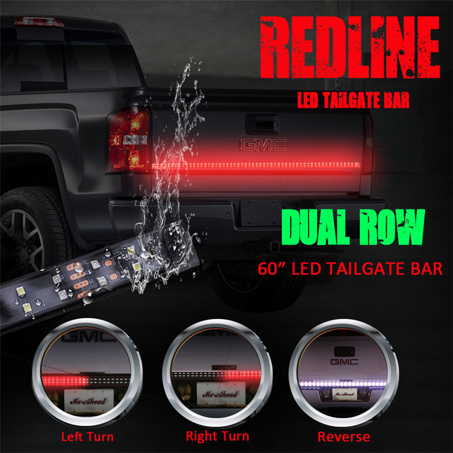 60"Flexible Truck LED Tailgate Light Bar Signal Brake BackUp Reverse