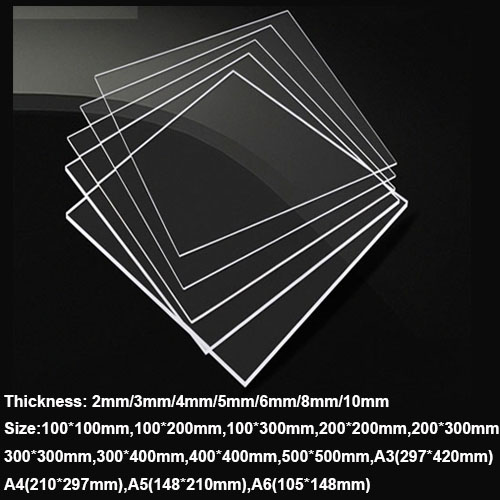 Acrylic Plexiglass Sheet  A3//A4//A5 Size 2//3//4//5//6//8 mm Thick Clear