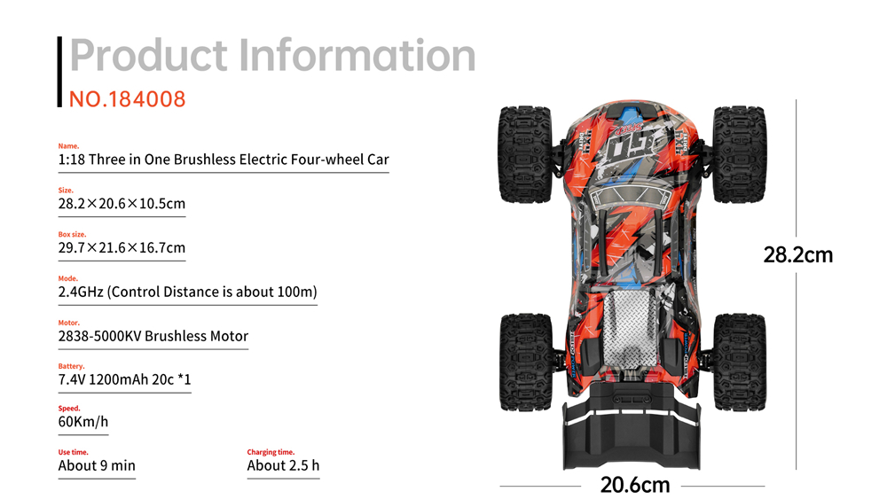 WLtoys XK 184008 RC Car 1/18 60KM/H 4WD Brushless 2.4G High WLtoys XK 184008 RC Car 1/18 60KM/H 4WD Brushless 2.4G High