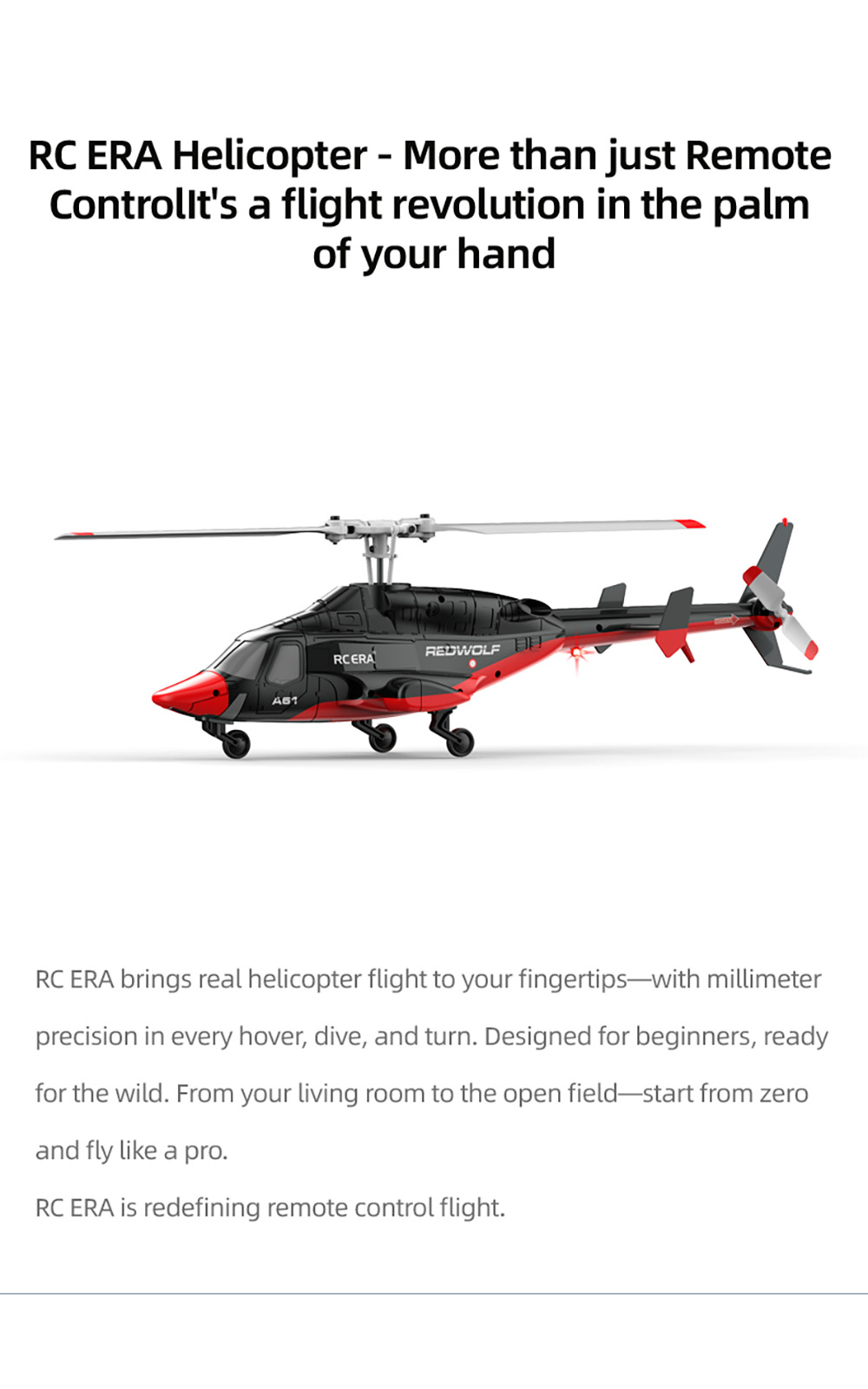 RC ERA A61 Airwolf Helicopter 4CH Optical Flow Positioning 6-axis