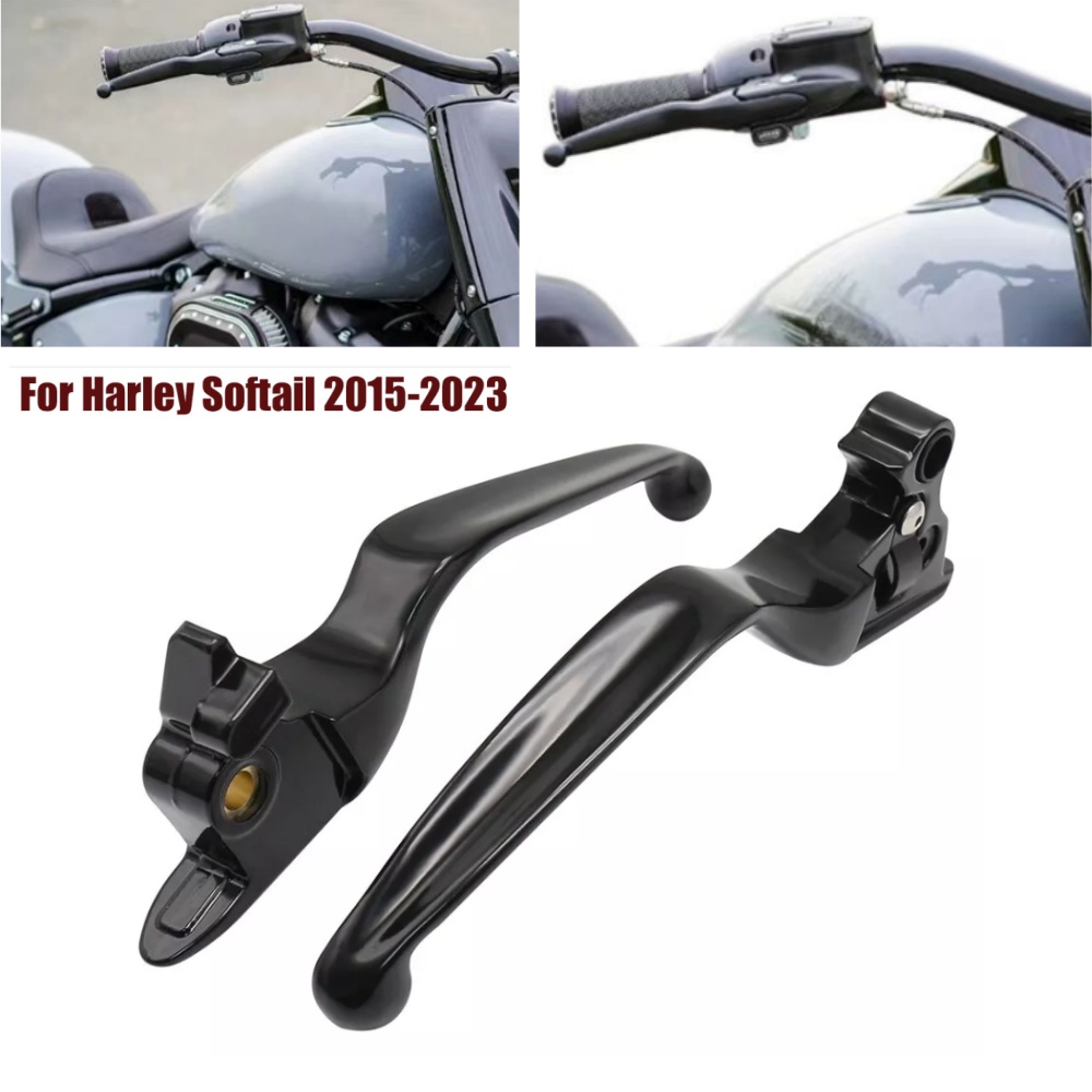 thumbnail image 2 of VASTMT Chrome & Black Brake Clutch Levers For Harley Softail 2015-2023 2 of 6