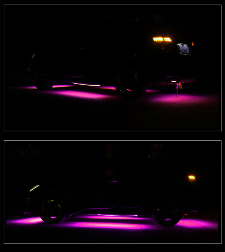 4Pcs 90cm+135cm Pink Purple LED Strips Under Car Underglow ...