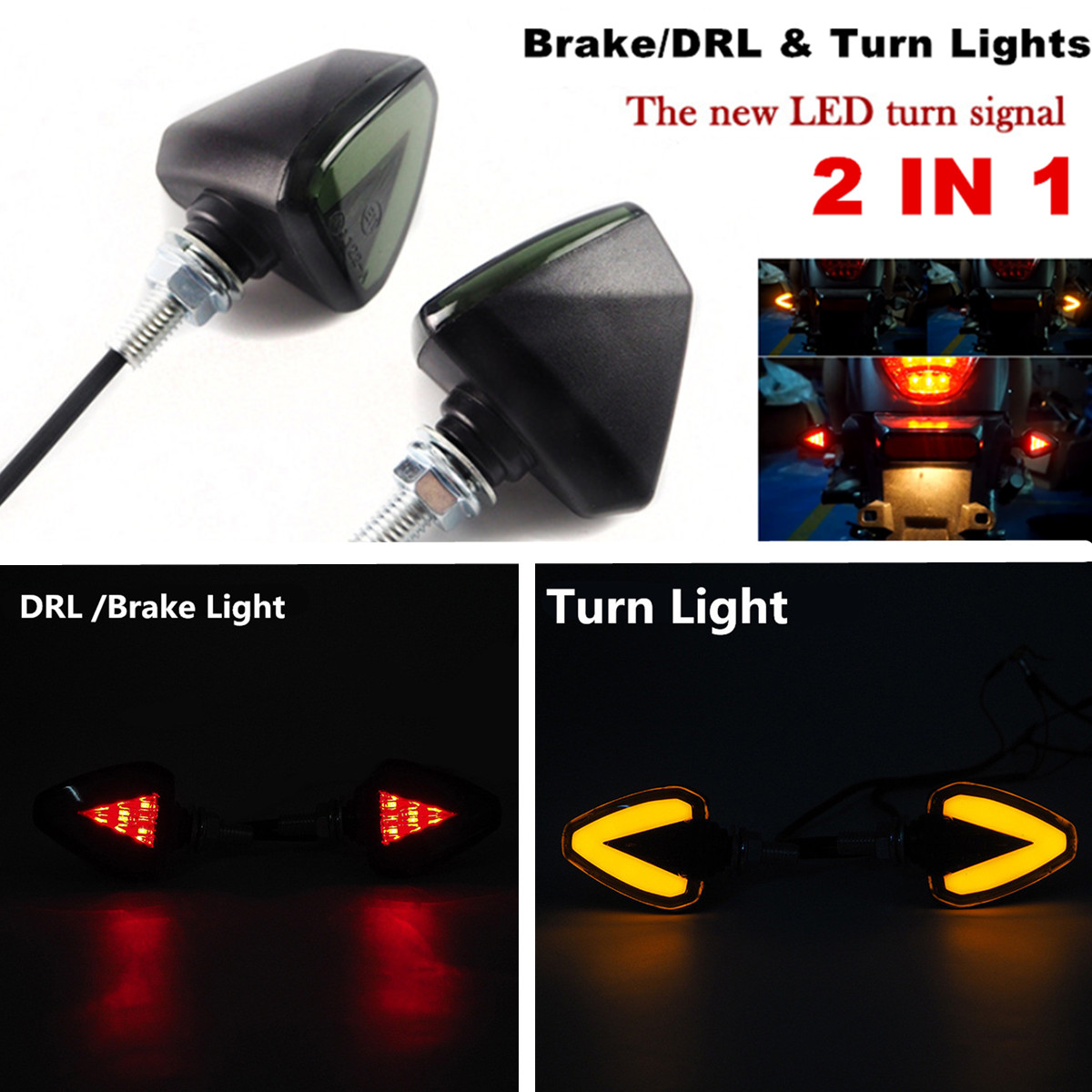 2x Universal LED Turn Signal Motorcycle Indicator Light Blinker Amber Waterproof