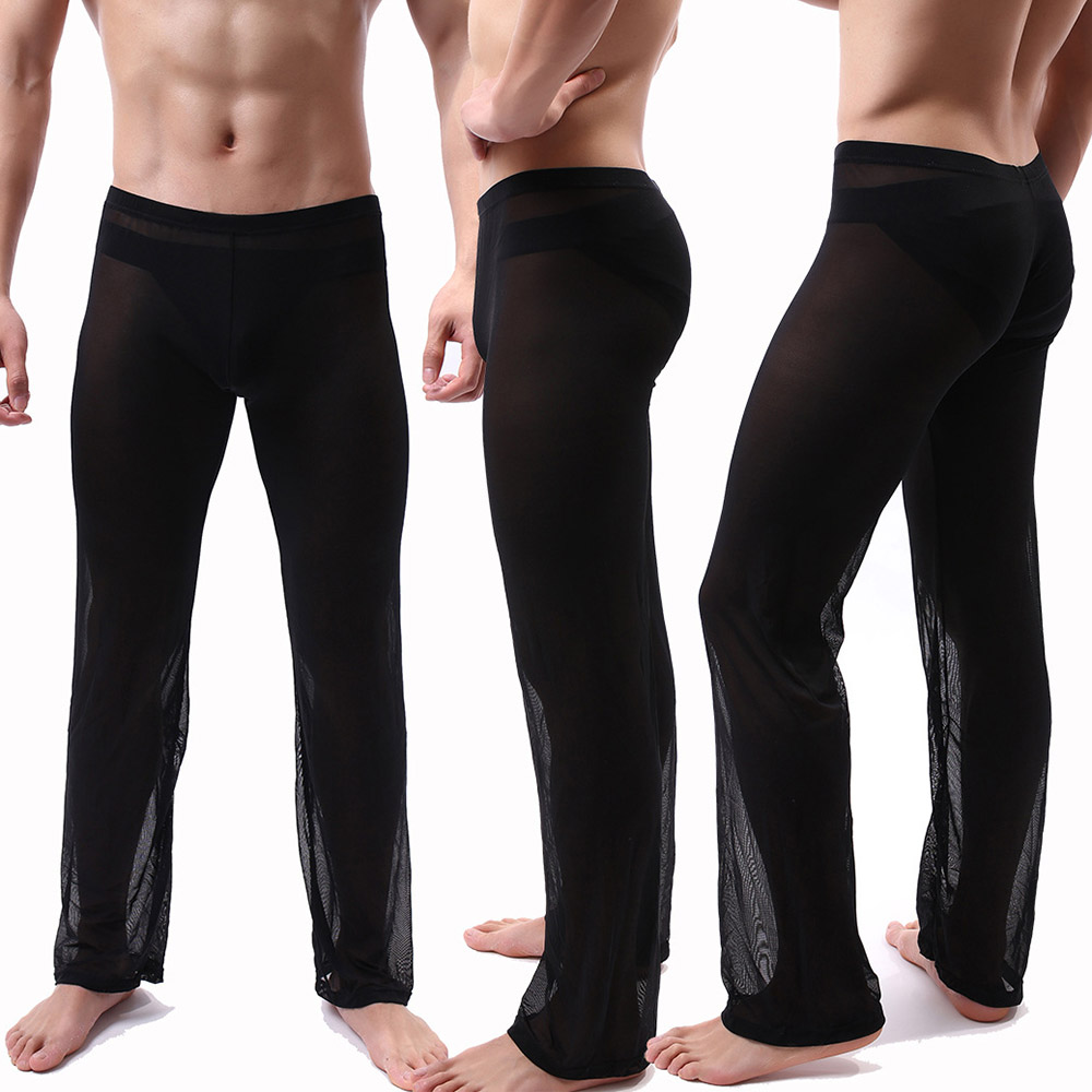 Men's Sheer Breathable Sleep Pants Pajama Lounge Bottoms Long Trousers ...