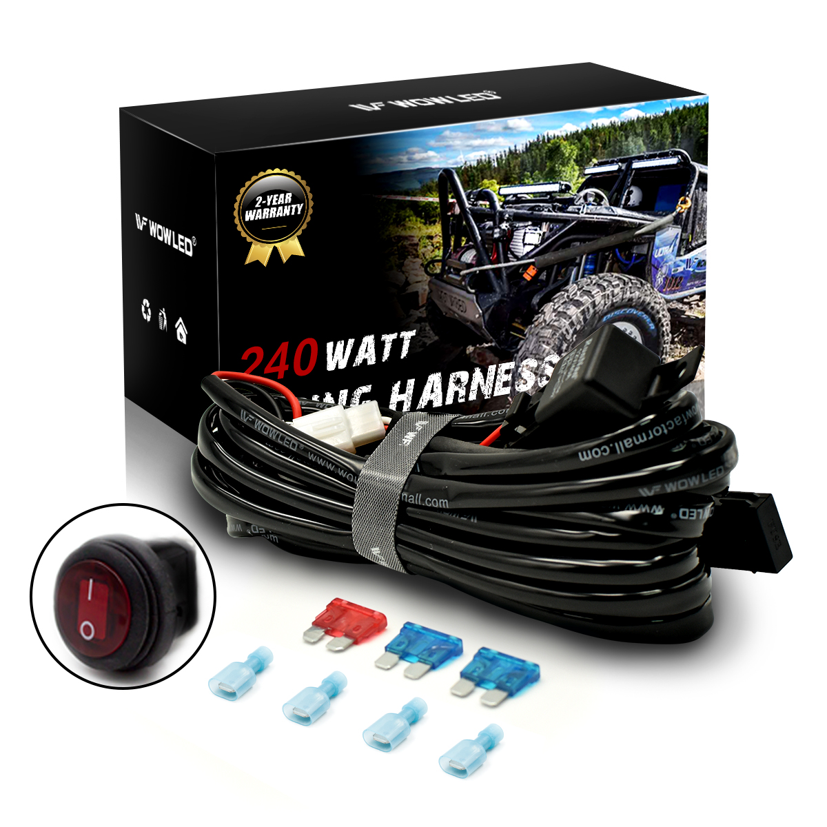 Wiring Harness Switch Relay Kit Fits Connect 2 Led Light Bar Work Light 12V 40A