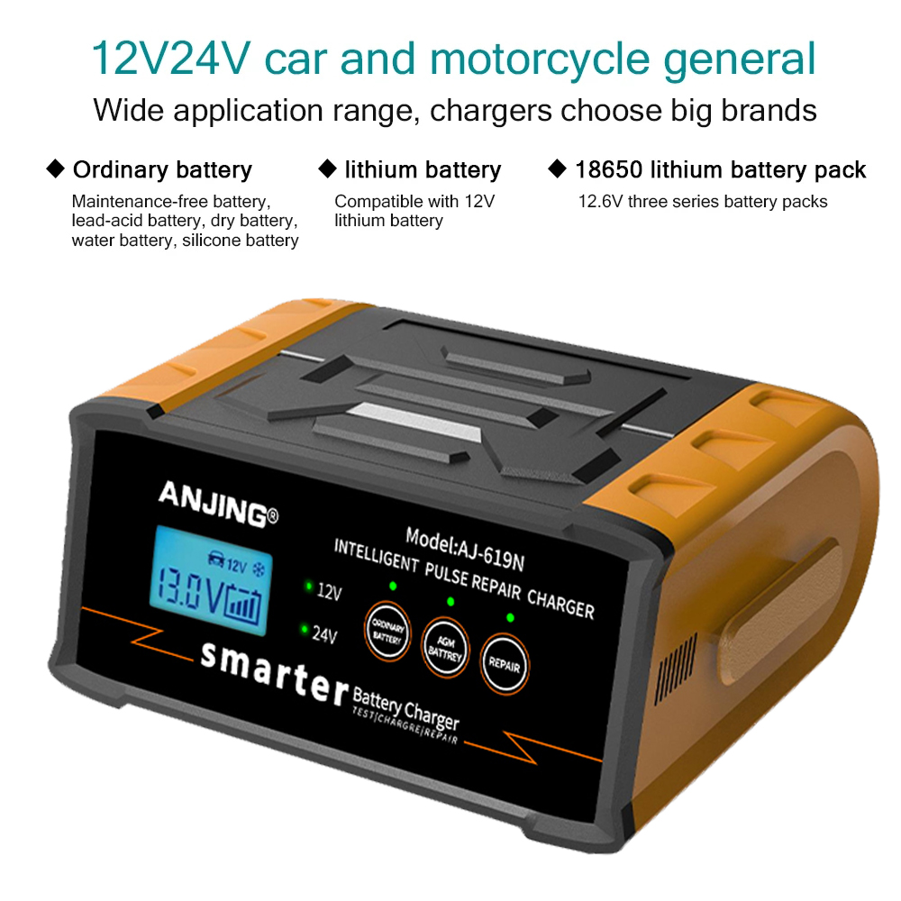Intelligent Car Battery Charger 12V/24V 10A 200W Automatic Pulse Repair  Chargers