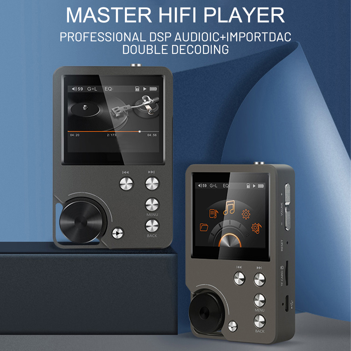 Hiraith Hifi Mp3-speler met Bluetooths 5.3, Verliesloze DSD/FLAC Digitale Muziekspeler, 2.4 HD Display & Expandable 256GB Opslag, Apt-x Draadloos, Zinklegering Draagbaar Ontwerp