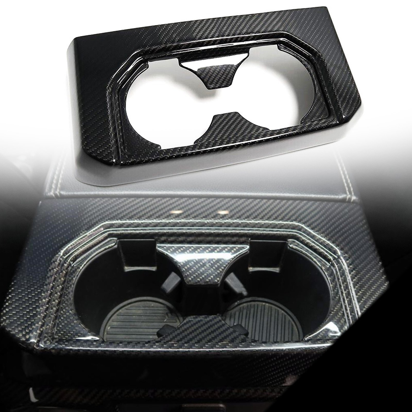 Carbon Fiber Rear Cup Holder Trim Cover For 2015-2020 Ford F-150 10 thumbnail image