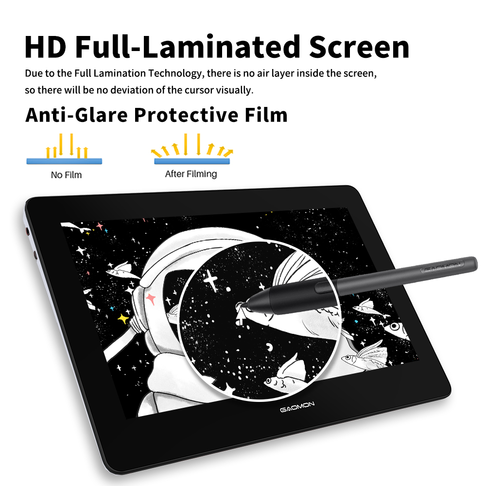 13.3 inch Graphic Tablet With Screen Full-laminated Pen