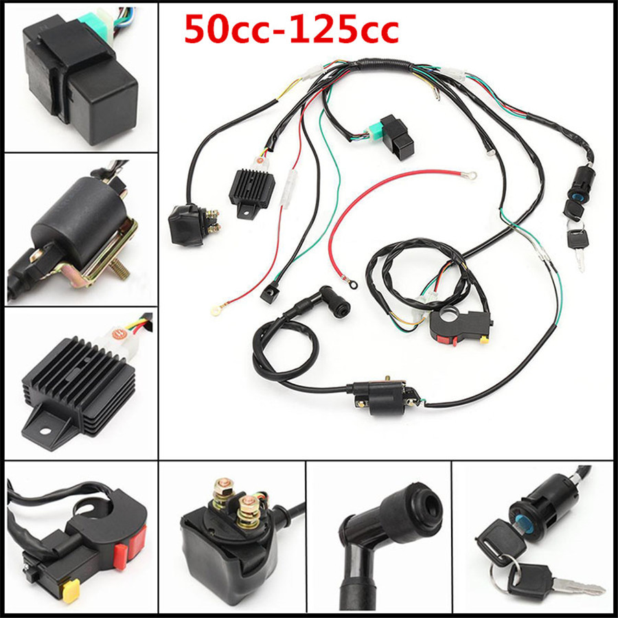 New 50cc-125cc CDI PIT Wire Harness Stator Assembly Wiring ATV Electric Quad  Kit