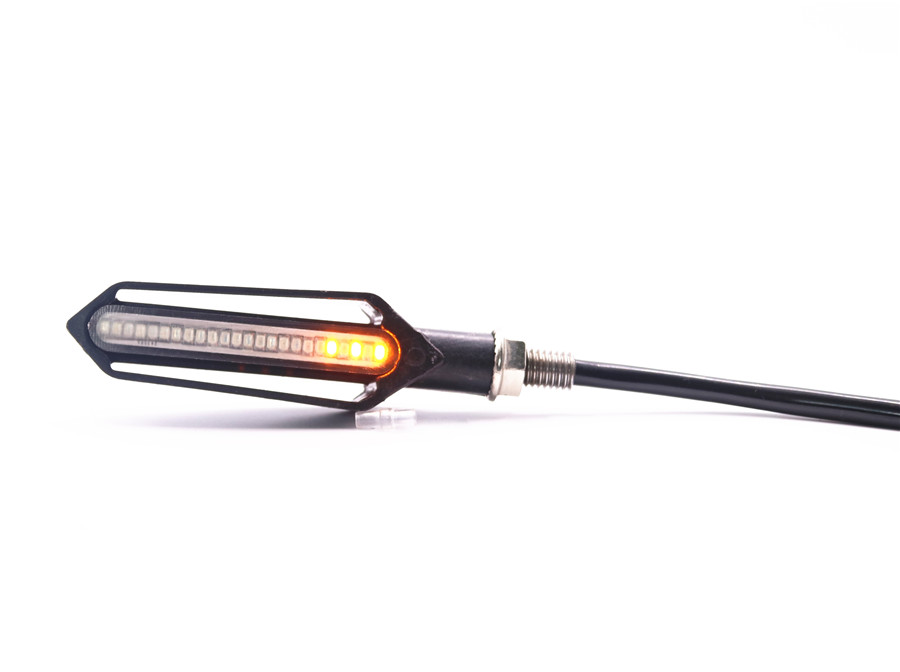 2X Yellow+Red Light Motorcycle Turn Signals Lights LED Directional Daytime Lamp