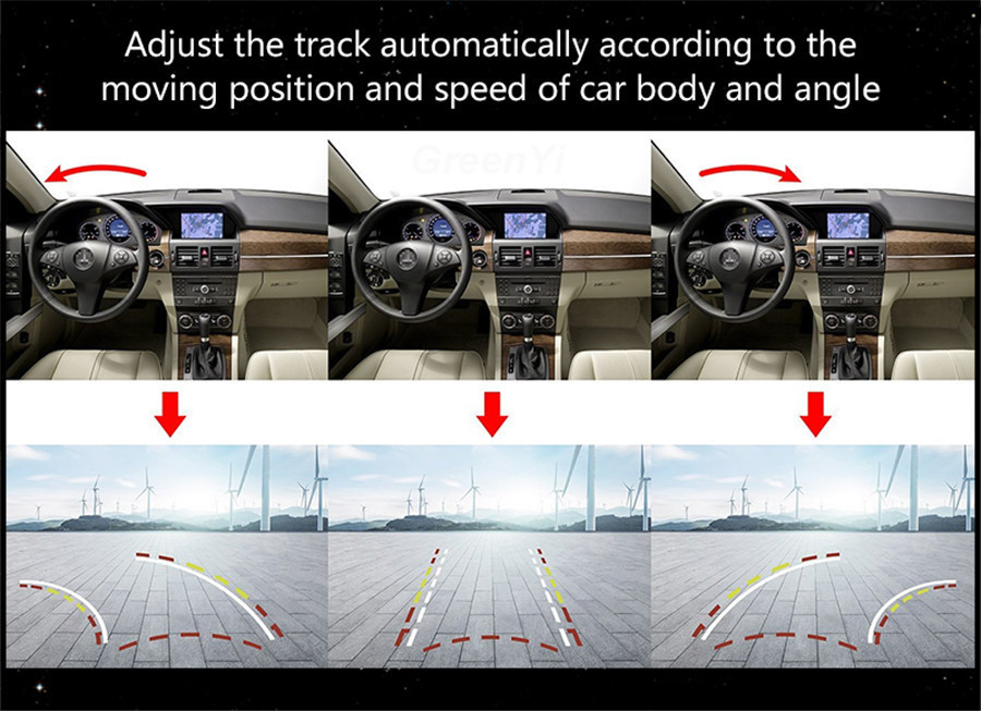 Car Dynamic Trajectory Moving Guide Line Rear View Reverse Camera + 6