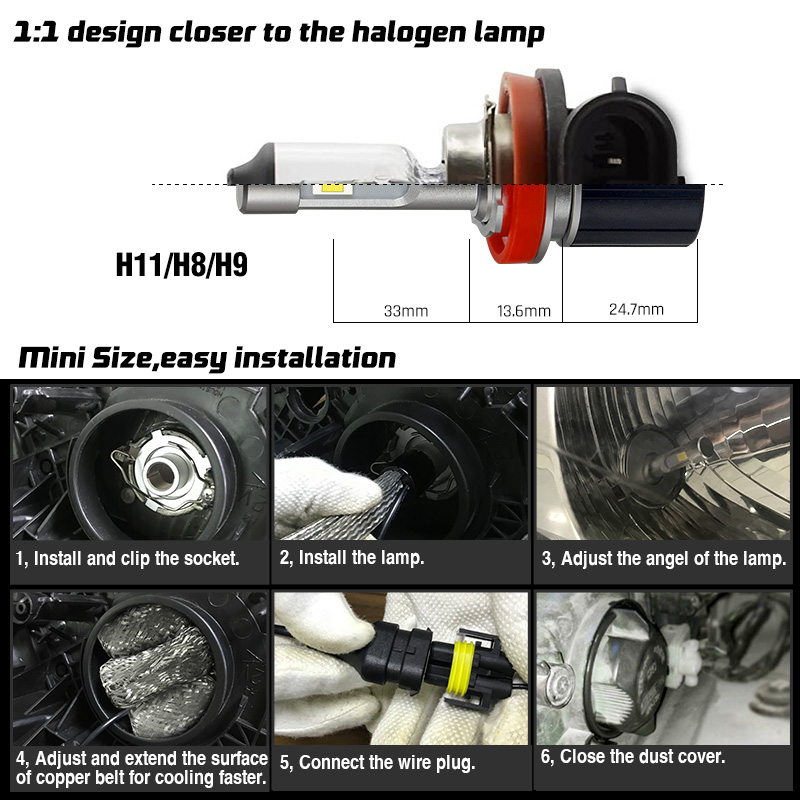 360 H7 Led H4 H11 H1 Fari 20000LM Per Auto 6000K 4300K 9005 9006