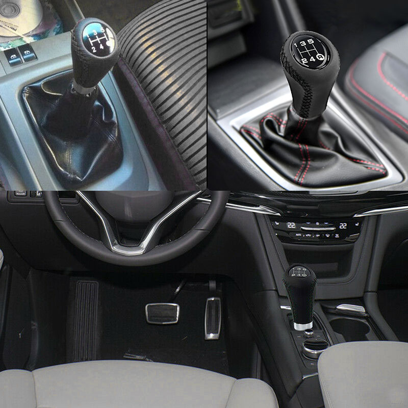 Thruifo T Handle Shifter Car Knob Joystick Style Alloy Cover With Leather Gear Stick Lever Shift Fit Most Automatic Manual Vehicles Red Black