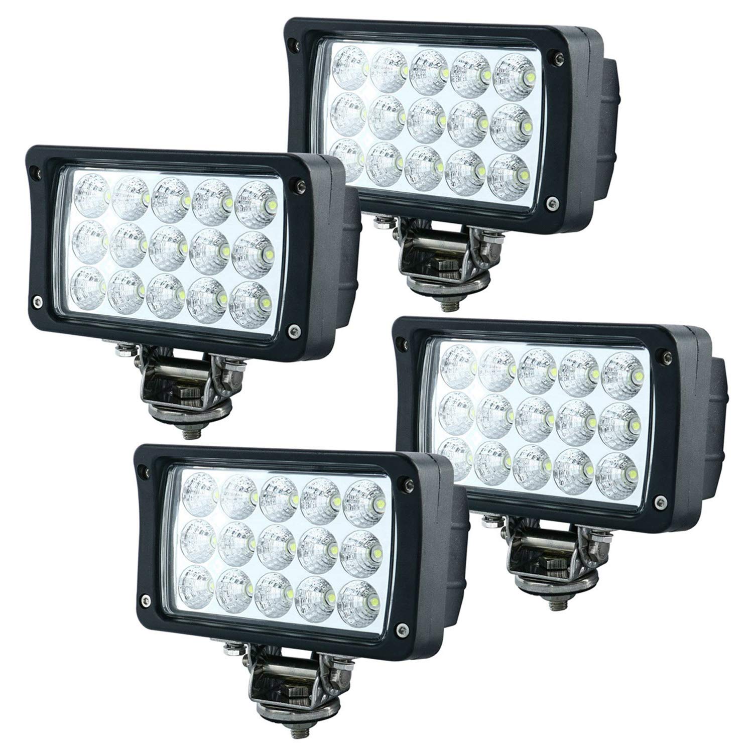 Utv Boat Atv 4 Pcs Led Work Lights For Truck 6 Inch Led Light Bar 45w 12v Flood Driving Fog Light Flush Mount Brackets Compatible With Ford Jeep 4x4 Suv Durable Lighting Waterproof Lights