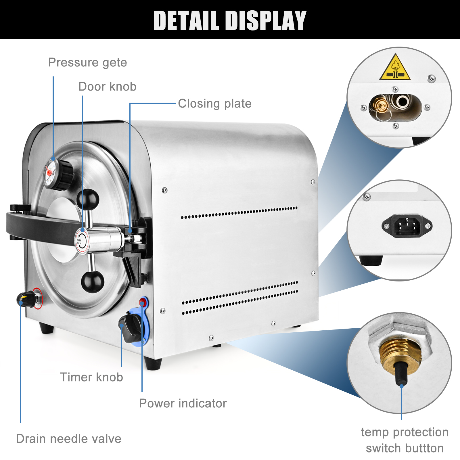 TR250E 14L Mini Dental Autoclave Steam Sterilizer Medical