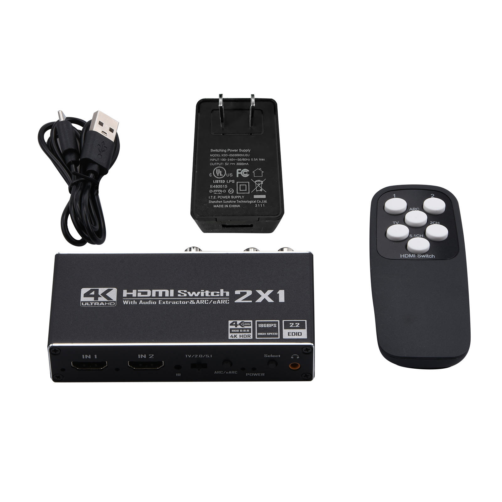 HDMI Audio Extractor Splitter 4K 2 In 1 Out HDMI ARC Audio