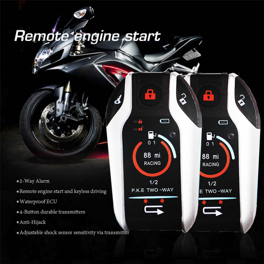 PKE 2 Way Motorcycle Alarm Security System Remote Engine ...