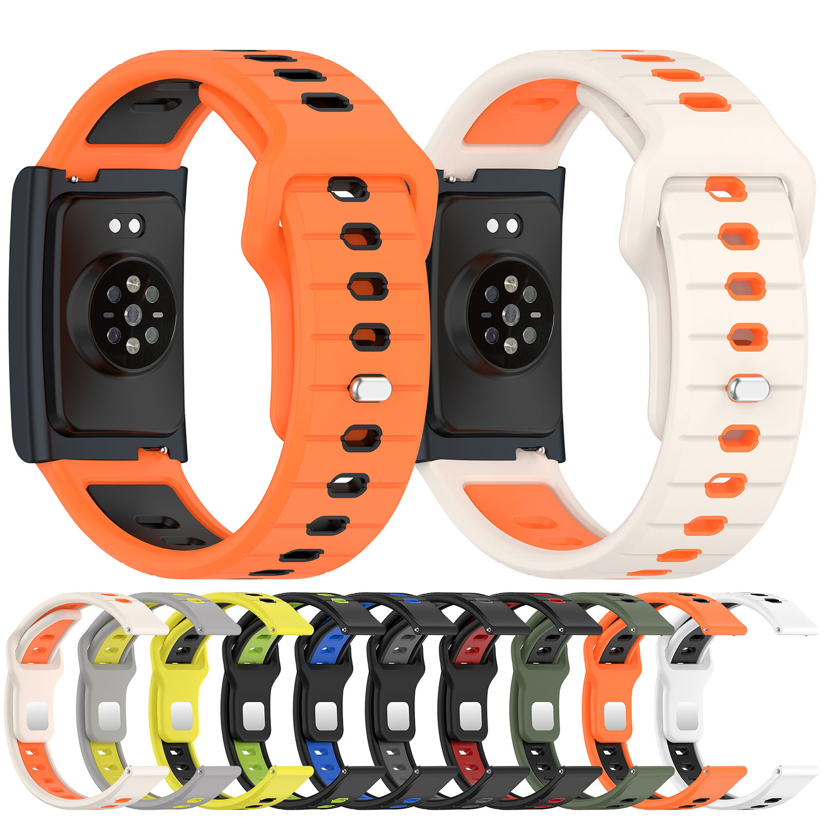 For Amazfit Helio Strap 22MM Horizontal Pattern Two-color Silicone