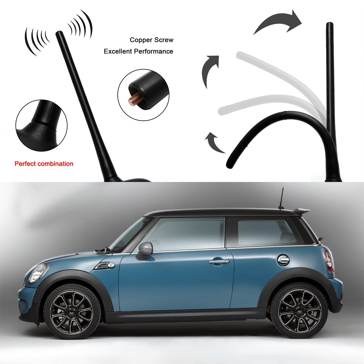 8 Universal Aerial Antenna Mast Car Am Fm Radio Short Stubby Rubber Roof Black Ebay