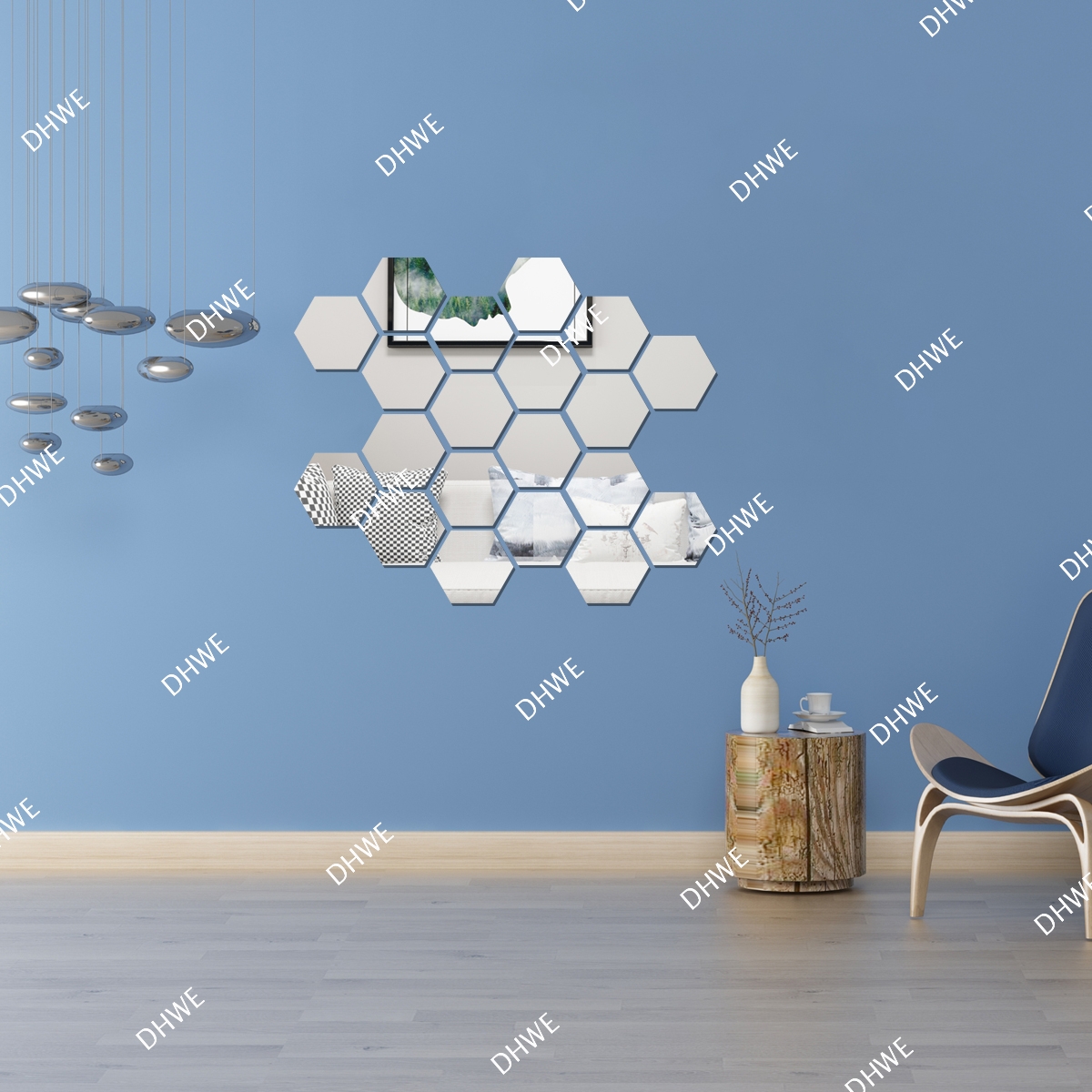 60X 3D Hexagon Mirror Tiles Wall Stickers Self Adhesive Decor Stick On