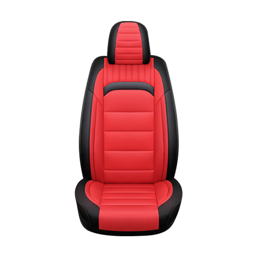 Black+Red PU Leather Car Seat Cover 5-Seats Universal Protector Cushion