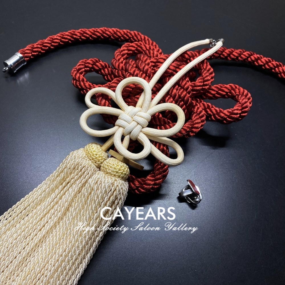JDM Cayears Produce JP Dark Red Kintsuna Rope Red Kiku Knot Car