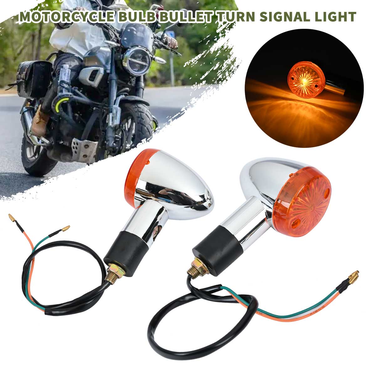 Amber Turn Signal Lights For Suzuki Boulevard C50/C90 & Cruisers – Pair