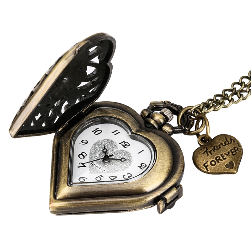 Vintage Style Heart Shape Lovely Elegant Quartz Pocket Watch  display picture 3