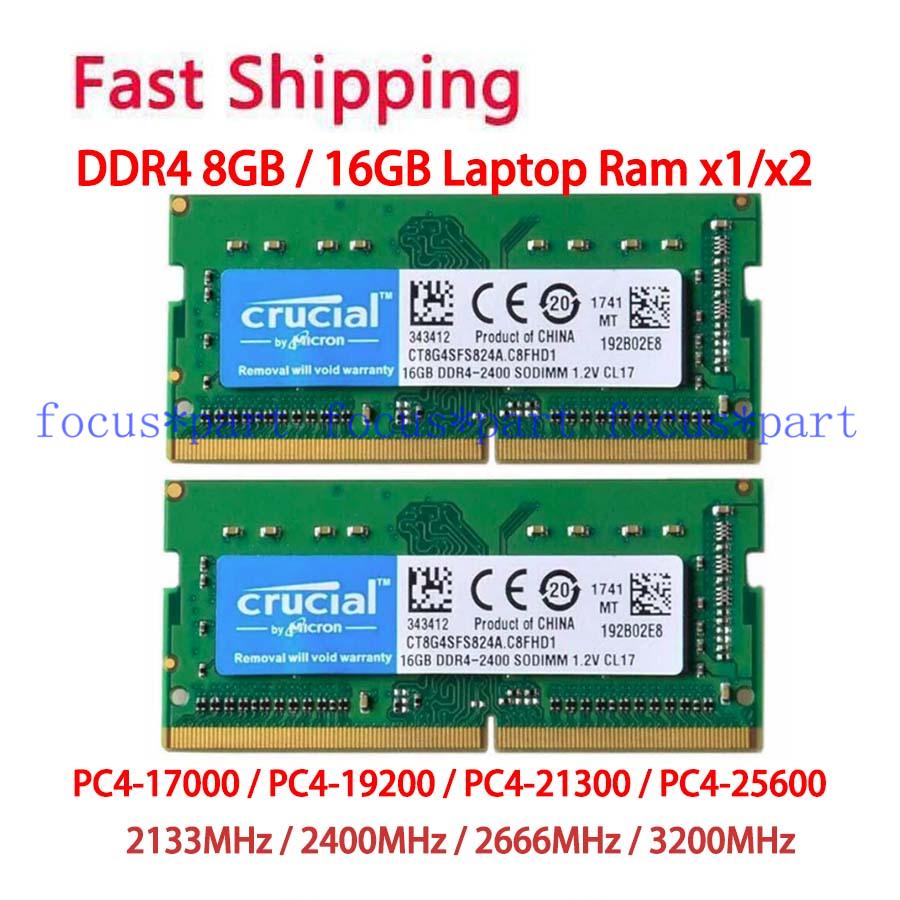 Crucial 8GB 16GB 32GB DDR4 2133 2400 2666 MHz SO-DIMM 260-Pin