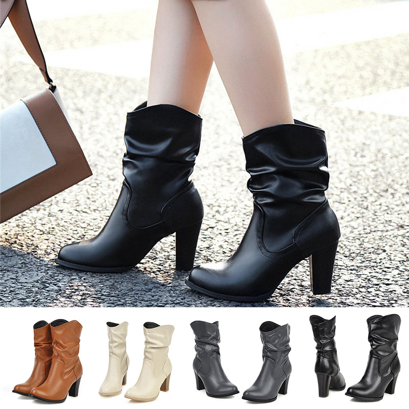high heeled slouch boots