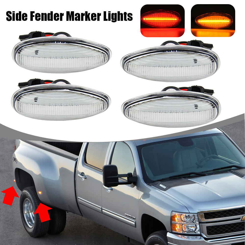 4x Clear For 01-14 Chevy Silverado GMC 2500HD 3500HD Side
