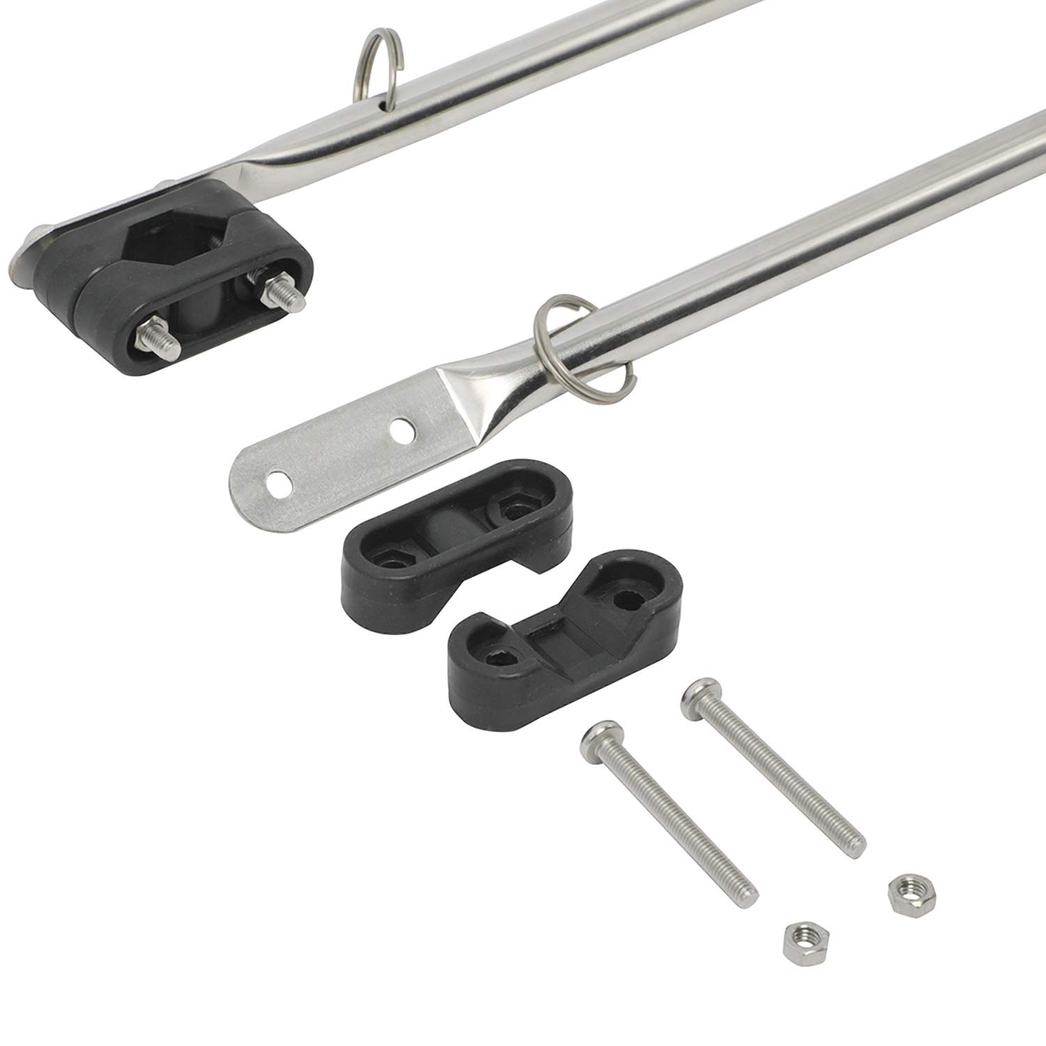 NovelBee 2Pack of 14 Stainless Steel Flag Pole Rail Mount from 7/8" to