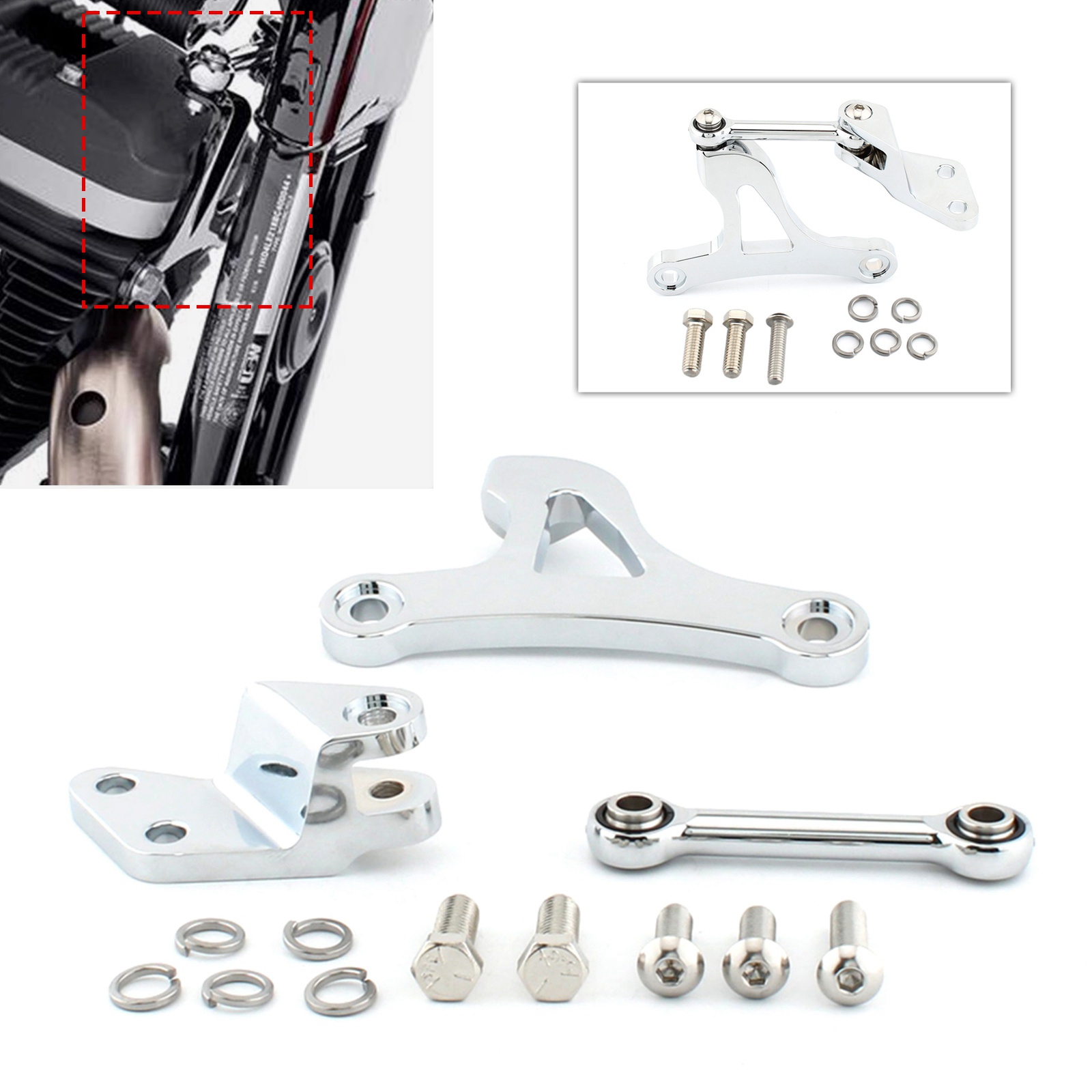 Set Front Motor Mount Stabilizer Bracket For Harley Sportster