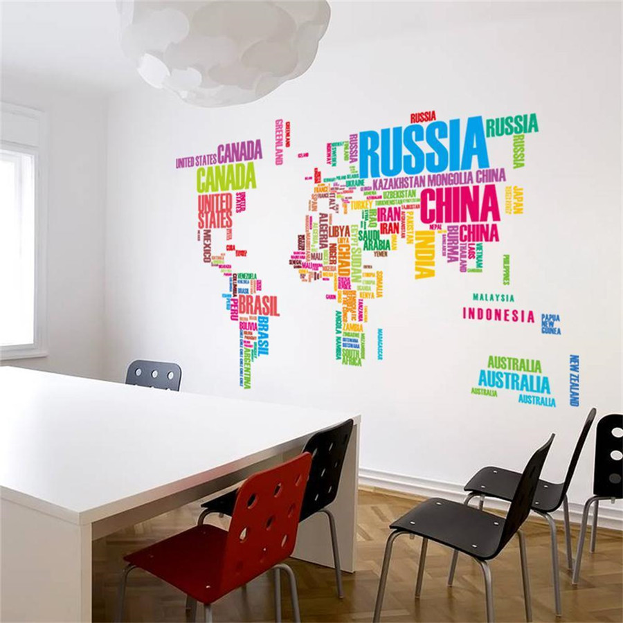 World Map Letter E Removable Vinyl Decal Home Decor Art Mural Item Description