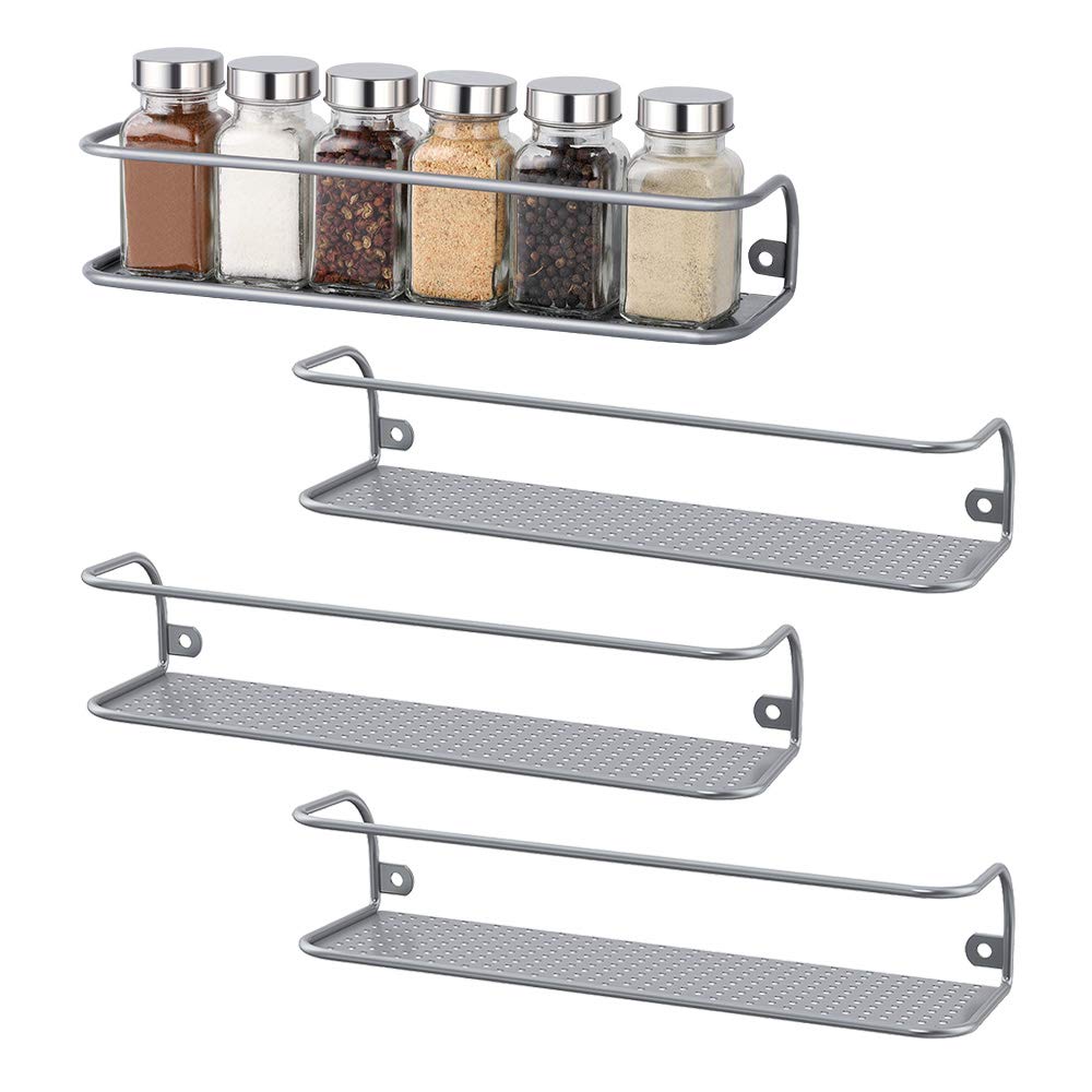 Wall Mounted Kitchen Jar Spice Rack Storage Organizer Multi-purpose Holder Shelf