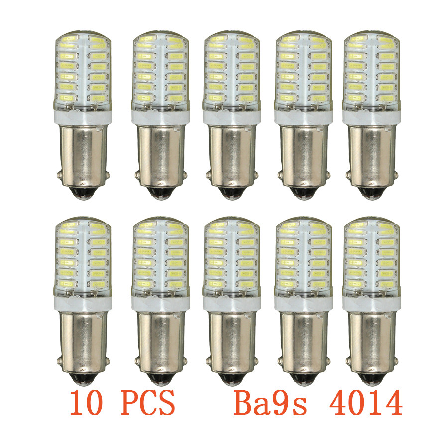 10x 12V BA9S T11 T4W 4014 White LED 24-SMD Car SUV Side Light Bulb Interior Lamp