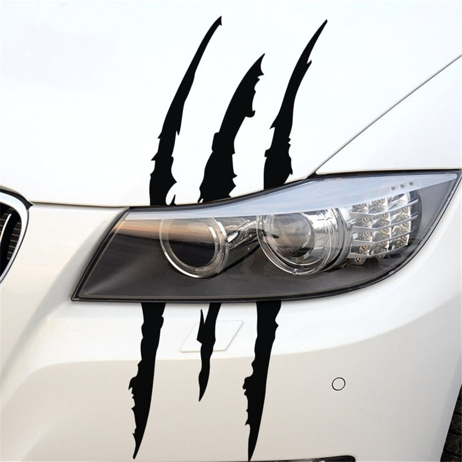 DIY Pair Black 38cm Vinyl Eye Catching Claw Marks Decal Sticker For Car Headlamp