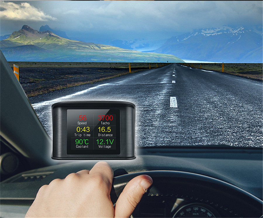 P10 OBD2 2.2 inch Car Head Up HUD Display Smart Digital Speedometer LCD Display  OBD2 Scanner Diagnostic Tool Speed Alarm Wholesale