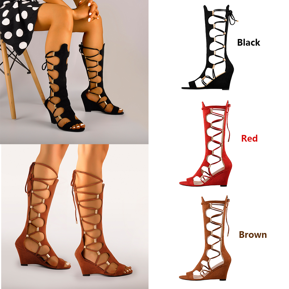 knee high gladiator wedge sandals